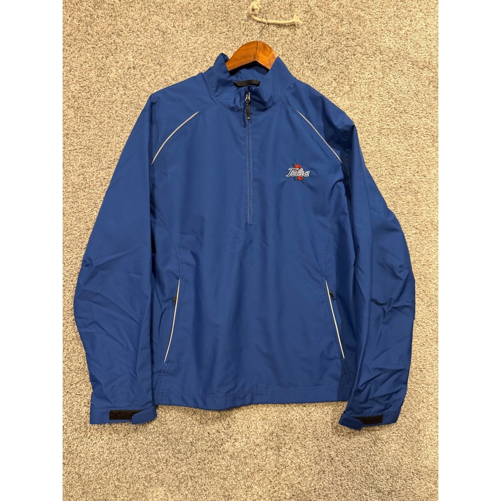 Cutter & Buck Windbreaker Mens M Blue Tulsa WeatherTec 1/4 Zip Pullover Jacket